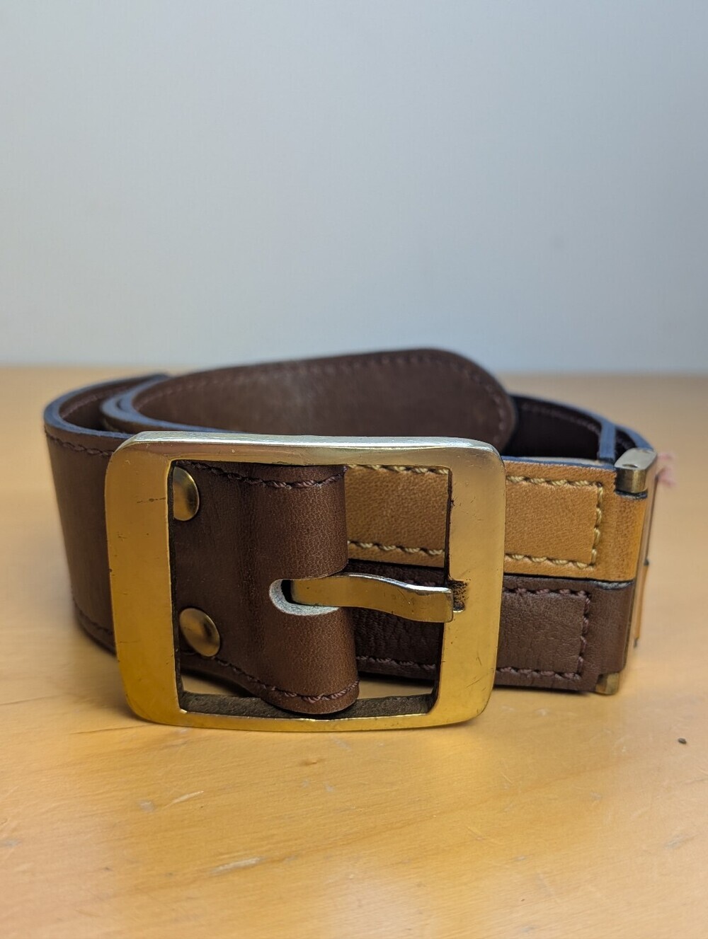 BOUVY BRUXELLES Women Belt Brown And Tan Size 80 See Measures (Small) Leather